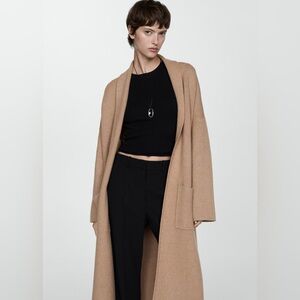 MANGO OVERSIZED KNITTED COAT WITH POCKETS SIZE XS